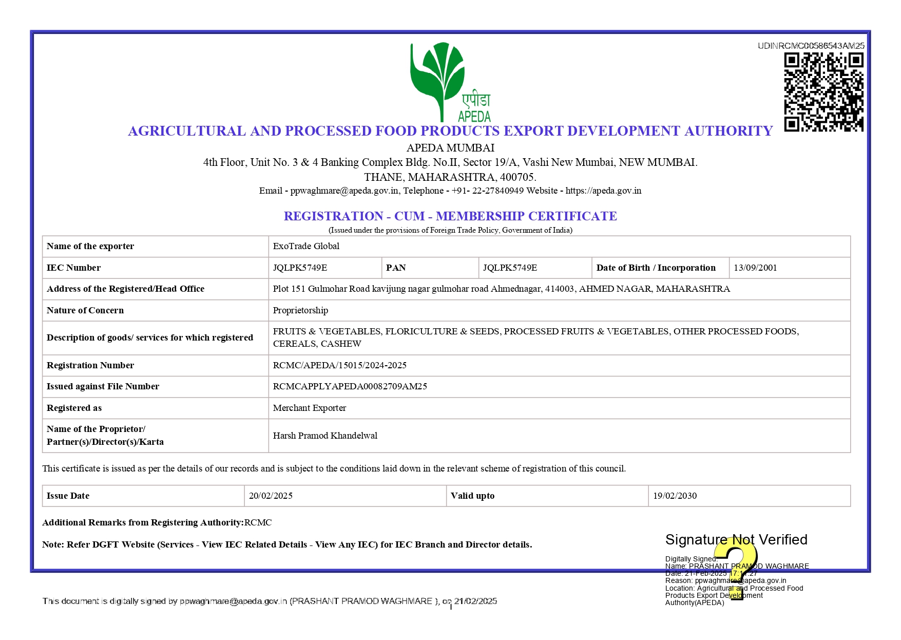 certificate